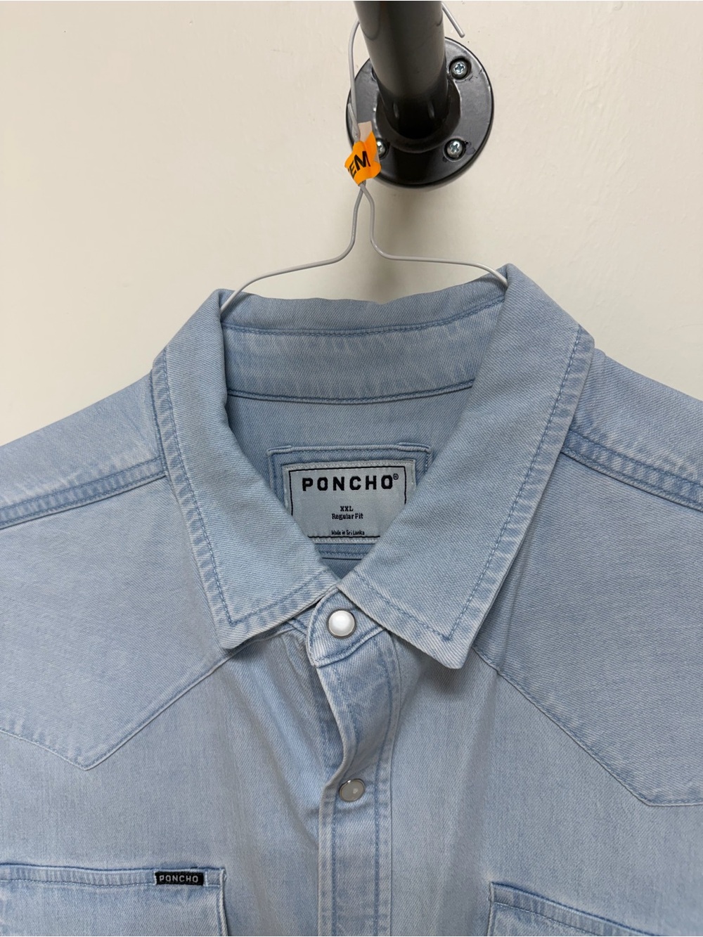 Poncho Light Blue Denim Western Shirt - Picture 3 of 4